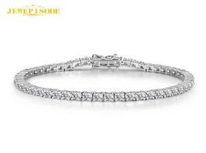 Solidny 925 Srebrny Srebrny 1521 cm Stworzony Diamentowy Diamentowy Tenis Bracelety dla kobiet Wedding Fine Jewelry Drop 9050159