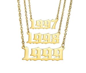 Pendant Necklaces Gold Letter Jewelry Stainless Steel Necklace 1997 1998 1999 Birthday Year Choker Pendants Lovely Gift For The Mo3009880