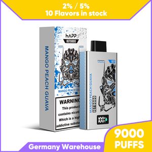 Alemanha armazém 9000 Puffs Descartáveis Vapes Pen Puff 9k Cigarros Eletrônicos 14ml Pod Mesh Coil LED Screen Display Recarregável 2% 5% Dispositivo