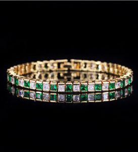 Choucong Brand New Wedding Bracelets Luxury Jewelry 18k Gold Fill Princess Cut 5A Cubic Zircon Emerald Gemstones Eternity Party Wo8612813