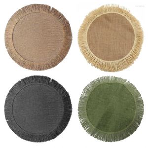 Table Mats Non-Slip Round Tassel Placemats Decorative Dinner Mat Simple Jute Insulated Placemat Western Food