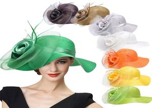 Lawliet Wide Brim Womens Satin Crin Feather Veil Flower Church Derby Race Tea Party Dress Hat A4337421907
