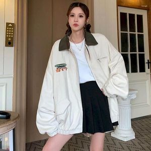 Jaquetas femininas para mulheres estilo coreano Baseball de beisebol de grandes dimensões Cardigans de manga longa Zipperes vintage Tops Tops