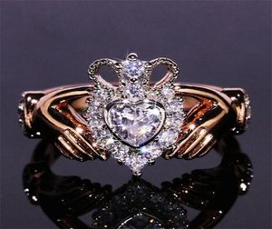 Nuove donne Gioielli di moda Corona Anello nuziale Argento sterling 925Oro rosa Riempimento Eternità Donne popolari Anello di fidanzamento Claddagh Gi95838283