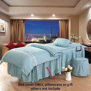 Sheet.Sheet.1pcs Ruffle Bed Saia Apenas Salão de Beleza Mesa de Massagem Cobertura de Cama Colcha Skin-Friendly SPA Cama Cobertura Completa com Buraco Colchas 231221