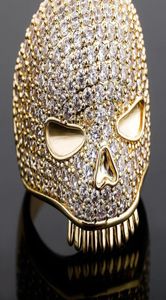Iced Out Skull Ring Herren Silber Gold Ring Hochwertiger Volldiamant Hip Hop Ringe Jewelry2205034