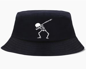 Berets Bucket Hat Cap Funny Dabbing Skull Dance Hip Hop Skeleton Men Womens Bob Panama Swag Punk Fisherman Hats Outdoor Sun Black 5625205