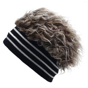 Basker ylle mössa med peruk högkvalitativ akrylfibertyg vinterhatt för julårsdagen