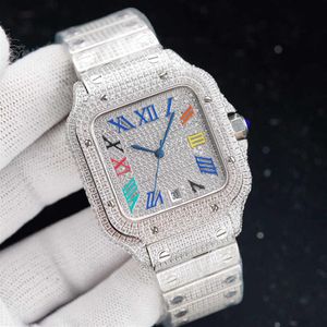 腕時計士官ろがいダイヤモンドメンズウォッチ自動機械式時計ダイヤモンドが散布されたスチールブレスレットVVS1 GIA WRISTWATC287Pで40mm