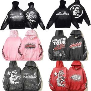 Tasarımcı Hoodie Hellstar Men Pullover Spiderweb Yıldız Flaş Uzun Kollu Sokak Hip-Hop Sweatshirts Mavi Kırmızı Gri Siyah Beyaz Yoga Vintage Hoodies Reklam