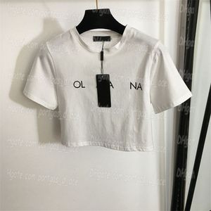 Croped Women T Shirt Short Sleeve Luxury White Black Tops Tees Casual Daily Summer Designer Shirts