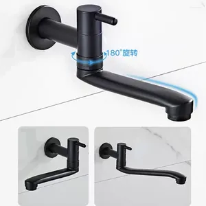 Bathroom Sink Faucets Mop Pool Tap Black Brass Single Cool Wall Type Rotating Extended Faucet Balcony Wash-basin Hidden Bibcock Toilet Taps