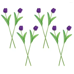 Fiori decorativi 8 pezzi piante finte simulazione tulipano tulipano decorazioni fiore ramo di fiori viola orn artificiale per decorazione sposa