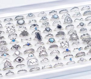 100 pçs lotes antigo prata bohemia vintage anéis étnicos feminino moda luxo charme presentes do feriado jóias acessório Whole2154125