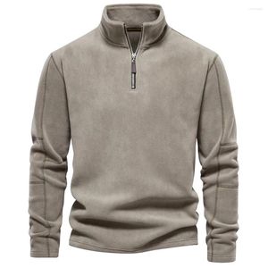 Men's Hoodies Autumn/Winter Polar Fleece Sweatshirt Stand Collar Half Zipper Long Sleeve Oversized Hoodie