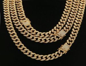 1624 -calowy Diamentowy cyrkon kubański łańcuch łącza Nekclace Hip Hop Zestaw biżuterii 18K Złote Diamond Bluckle Link Naszyjniki dla mężczyzn Will 9020418