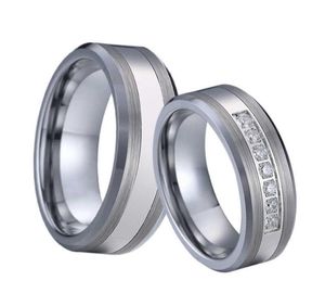 Av högsta kvalitet kärlek allianser volfram karbid smycken cz bröllopsringar set för par män och kvinnor gåvor silver färg ingen rust1263611