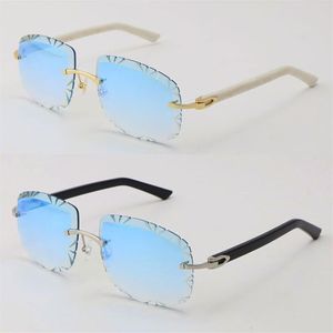 Whole Selling 8200762 Rimless Sunglasses Women 18K Gold Metal Frame Sun Glasses Unisex Gray Red Brown Carved Lens Diamond cut 345I