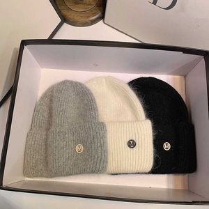 French New Winter Rabbit Hair Kinted Cappello a maglia Net Red Letter M Cappello Wool Cappello caldo Cappello Autunno e Ore Oread Inverno Cappello