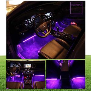 Bil LED -remsor ljus 4st 48 lysdioder flerfärgade bilar inre lampor under streck belysning vattentät kit med musik och fjärrkontro3731623