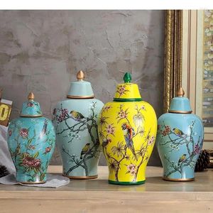 Bottles Painted Ceramic Vase Ornaments Classical Flowers And Birds Vases Multipurpose Antique Porcelain Storage Jars Rustic Home Decor