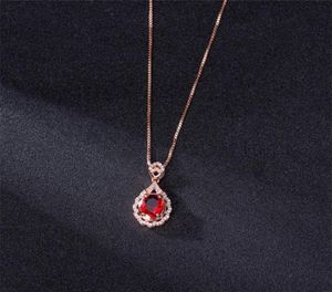 Äkta Real 14 K Rose Gold Pendant Natural Ruby Necklace Jewelry Slide Joyeria Fina Para Mujer Gemstone 14K krage Halsband 215425922