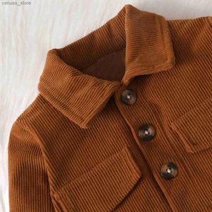 Kläder sätter 0-2-åriga nyfödda flickor Autumn och vinterbrun långärmad Cardigan Lapel Jacket Pants Fashion Suit