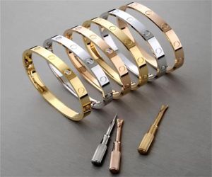 Lyxarmband Kvinna Rostfritt stål Skruvmejsel Par Bult Driver Skruv Fashionabla Bangle Legering Guldplatat Craft Never Fade8630230