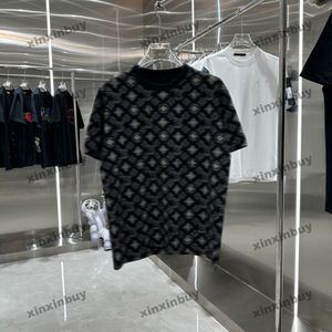 Xinxinbuy 2024 Men designer tee t shirt slips färgtäcke tryck besättning hals kort ärm bomull kvinnor svart vit blå s-2xl