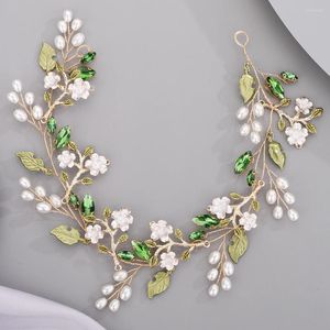 Headpieces Angel Women Green Vine Headband Bridal Hair Accessories Wedding Head Jewelry Trendy Flower Tiara Rhinestone Pearl