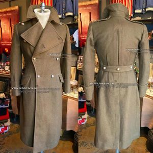 Kurtki khaki garnitury Mężczyźni Mężczyźni Formal Blazery Slim Fit Military Dobel Breasted Onbel Patre Long Coat Party Business Tuxedo Customed Made