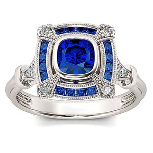 Choucong Klassische Eheringe, Vintage-Schmuck, 10 KT Weißgoldfüllung, blauer Saphir, CZ-Diamant, Edelsteine, Party, hohl, Damen-Verlobungsring, Geschenk