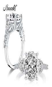 Ainuoshi 925 Sterling Silver 5 Carat Oval Cut Engagement Ring 3stone RingシミュレーションダイヤモンドウェディングシルバーリングジュエリーY2001064900186