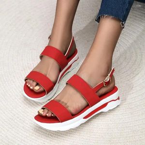 Sandalen ein Wort Schnalle Sommer Keil Frauen Leichte Plattform Lady Schuhe Casual Outdoor Sport Sandalien Zapatos