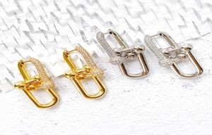 Brincos de ouro de prata Dangle Chandelier Chain Link Diamante Designer Jóias Real Top Quality Mulheres Mens Casal Moda Casamento Part3969185