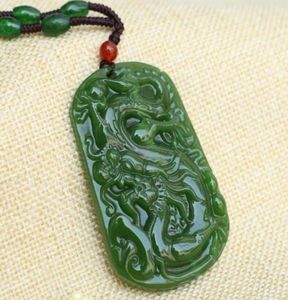 Xinjiang Hetian Jade Jade Dragão Pingente Espinafre Verde Zodíaco Dragão Pingente Dragão Jade Pingente Colar78913654867019