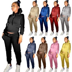 2024 Designer Fleece Tracksuits Women Jogger Suits Fall Winter Hooded Hoodie Pants Two Piece Sets Casual Solid Sweatsuits Black Sportswear Wholesale Clothes