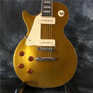 卸売および小売新しいスタイルP90ピックアップゴールドパターン左手ギターエレクトリギター高品質送料無料258