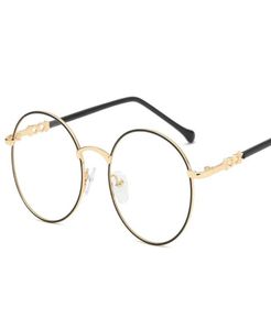 Neue Frau Brille Optische Rahmen Metall Runde Gläser Rahmen klares Objektiv Augen sich schwarzer Sier Gold Eye Glass FML1087203