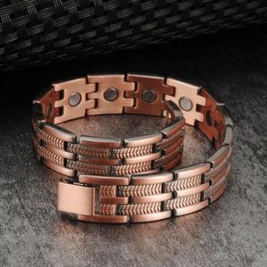 Magnetic Copper Bracelet Men Wheat Leaf 13mm Wrist Band Arthritis Male Energy Bangles 231225