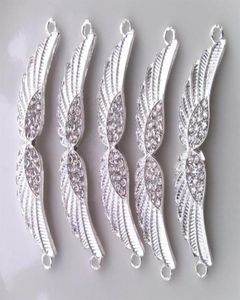 2013 سوار سوار جديد مطلي بالفضة الفضية Crystal Rhinestone Wings Bracelet Connectors Dragelet Jewelry Finding AMP Compon7101853