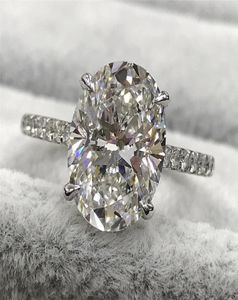 Oszałamiający Pierścień obietnicy 925 srebrny 3ct Owalny Diamond CZ Pierścienie weselne zaręczynowe dla kobiet palec ślubnych biżuteria 5105776
