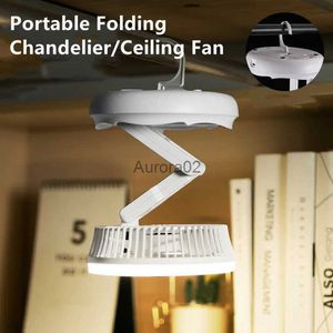 Electric Fans USB Charging Foldable Table Fan Wall Mounted Hanging Ceiling Fan with LED Light 4 Speed Adjustable For Home Room Air Cooler Fan YQ231225