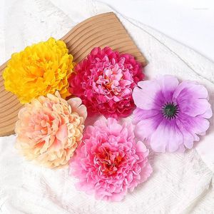 Decorative Flowers 2/3/5Pcs 15cm Dahlia Artificial Head Silk Fake Flower Wedding Decoration Home Decor DIY Craft Wreath Garland Accessories