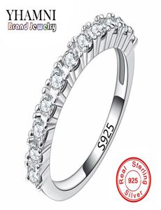 Yhamni Fashion Solid Srebrne pierścienie Zestaw Diamond Pierścienie ślubne CZ dla kobiet Pure 925 Srebrny pierścień biżuteria R1442164453