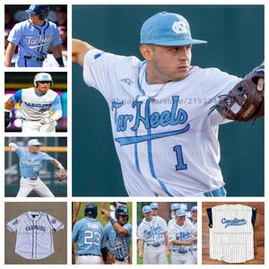 Maglia da baseball NCAA del College North Carolina Personalizza qualsiasi nome qualsiasi numero tutto cucito John Long Justin Szestowicki Casey Cook Jackson Rusiecki Castagnozzi