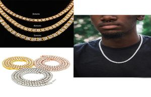 Mens Hip Hop Bling Chains Jewelry Sterling Silver 1 Row Diamond Iced Out Tennis Chain Necklace Fashion 24 inch Gold Silver Chain N9486551