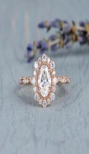 Pierścionki ślubne Znakomite różowe złoto owalne owalne cyrkon pierścionek zaręczynowy księżniczka rocznica biżuteria biała kochanek039s prezenty 68250132623852