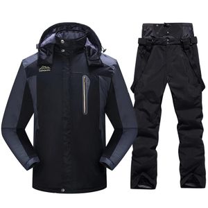 Jackets New Hot Winter Super Warm Ski Suit Men Windproof Waterproof Snowboarding Jackets Pants Male Snow Costumes Overalls Plus Size