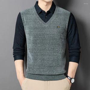 Suéter masculino outono inverno pulôver gola virada para baixo botão listrado retalhos manga comprida suéter de malha casual tops formais